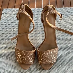 Almost new crystal embellished ankle strap high heels from Zara